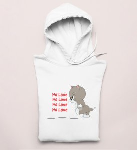 Again No Love : Sublimation Printed (white) Hoodies For Singles