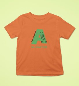 Alligator, Boys Printed Crew Neck Tshirt (orange)