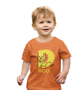Doggy Dog, Boys Round Neck Printed Blended Cotton Tshirt (orange)