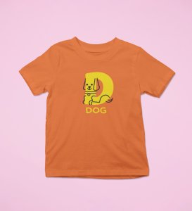 Doggy Dog, Boys Round Neck Printed Blended Cotton Tshirt (orange)