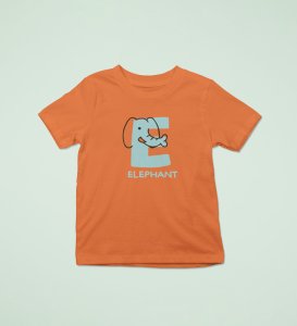 Elephantastic, Boys Round Neck Blended Cotton Tshirt (orange)