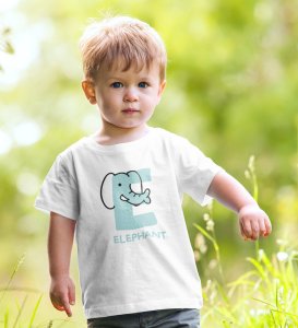 Elephantastic, Boys Round Neck Blended Cotton tshirt (white)