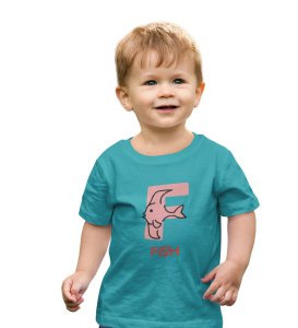 Fishy Fish, Printed Cotton tshirt (teal) for Boys