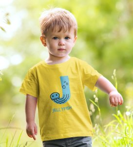 Jolly Jellyfish, Boys Cotton Text Print tshirt (yellow)