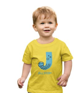 Jolly Jellyfish, Boys Cotton Text Print tshirt (yellow) 