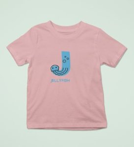Jolly Jellyfish, Boys Cotton Text Print Tshirt (baby pink)