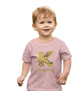 Kangaroo, Printed Cotton Tshirt (baby pink) for Boys