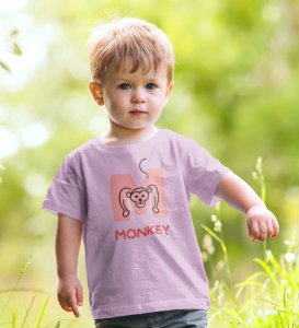 Monkey Love, Boys Cotton Text Print Tshirt (purple)