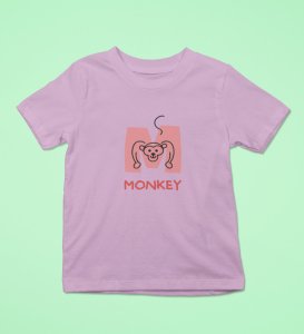 Monkey Love, Boys Cotton Text Print Tshirt (purple)