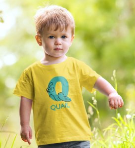 Quacky Quail, Boys Round Neck Blended Cotton tshirt (yellow)