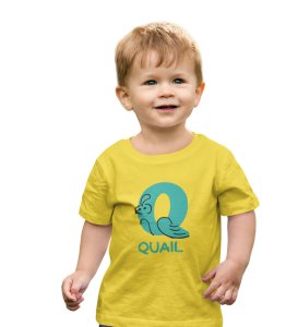 Quacky Quail, Boys Round Neck Blended Cotton tshirt (yellow)
