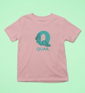 Quacky Quail, Boys Round Neck Blended Cotton Tshirt (baby pink)
