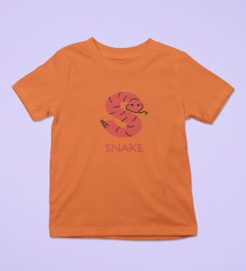 Slippery Snake, Boys Printed Crew Neck Tshirt (orange)