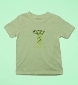 Talking Turtle, Boys Round Neck Printed Blended Cotton tshirt (olive)