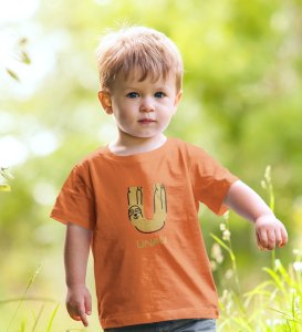 Ugly Unau, Boys Cotton Text Print Tshirt (orange)