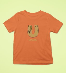 Ugly Unau, Boys Cotton Text Print Tshirt (orange)