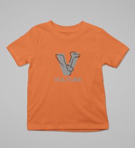 Vulture, Boys Round Neck Printed Blended Cotton Tshirt (orange)