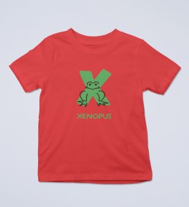 Xenopus Octopus,Boys Cotton Text Print tshirt (red)