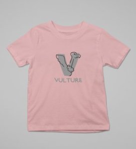 Vulture, Boys Round Neck Printed Blended Cotton Tshirt (baby pink)
