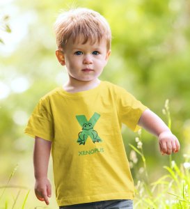 Xenopus Octopus,Boys Cotton Text Print tshirt (yellow)