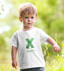 Xenopus Octopus,Boys Cotton Text Print tshirt (white)