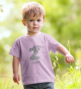 Zigzag Zebra,Boys Round Neck Printed Blended Cotton Tshirt (purple)