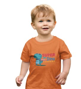 SuperoHero Dino, Boys Printed Crew Neck T-Shirt (orange)