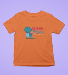SuperoHero Dino, Boys Printed Crew Neck T-Shirt (orange)