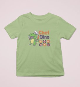 Chef Dino, Printed Cotton T-shirt (olive green) for Boys