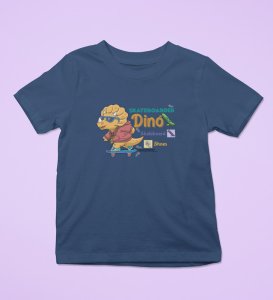 Dino Skater, Printed Cotton T-shirt (Navy Blue) for Boys