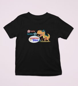 Rockstar Dino, Boys Printed Crew Neck Tshirt (black)