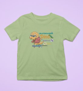 Dino Skater, Printed Cotton T-shirt (olive green) for Boys