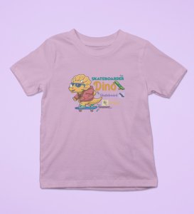 Dino Skater, Printed Cotton T-shirt (Purple) for Boys