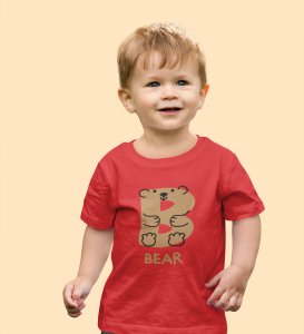Beary bear, Printed Cotton tshirt (red) for Boys