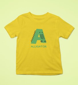 Alligator, Boys Printed Crew Neck Tshirt (Yellow)