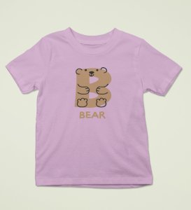Beary bear, Printed Cotton Tshirt (Purple) for Boys
