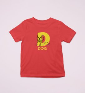 Doggy Dog, Boys Round Neck Printed Blended Cotton Tshirt (Red)