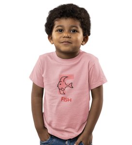 Fishy Fish, Printed Cotton Tshirt (Baby pink) for Boys