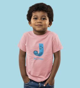 Jolly Jellyfish, Boys Cotton Text Print Tshirt (Baby pink)