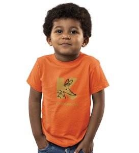 Kangaroo, Printed Cotton Tshirt (Orange) for Boys
