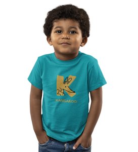 Kangaroo, Printed Cotton Tshirt (Teal) for Boys