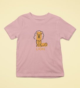 Lazy Lion, Boys Printed Crew Neck Tshirt (Baby pink)