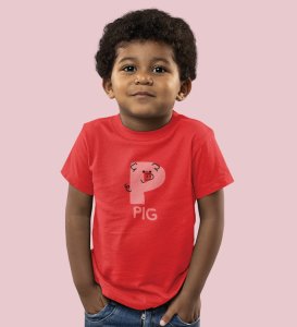 Pepper Pig, Boys Cotton Text Print Tshirt (Red)