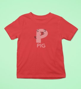 Pepper Pig, Boys Cotton Text Print Tshirt (Red)