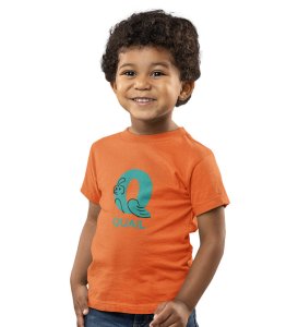 Quacky Quail, Boys Round Neck Blended Cotton Tshirt (Orange)
