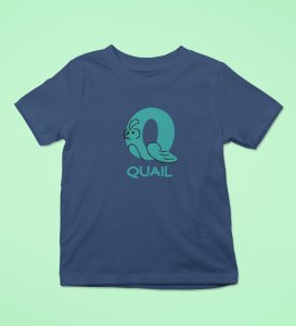 Quacky Quail, Boys Round Neck Blended Cotton Tshirt (Navy blue)