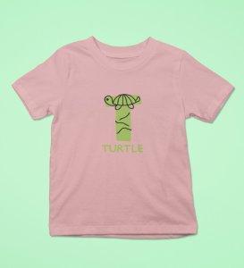Talking Turtle, Boys Round Neck Printed Blended Cotton Tshirt (Baby pink)