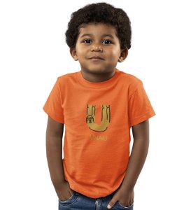 Ugly Unau, Boys Cotton Text Print Tshirt (Orange) 