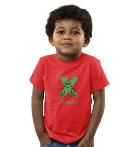 Xenopus Octopus,Boys Cotton Text Print Tshirt (Red) 