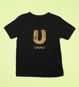 Ugly Unau, Boys Cotton Text Print Tshirt (Black)